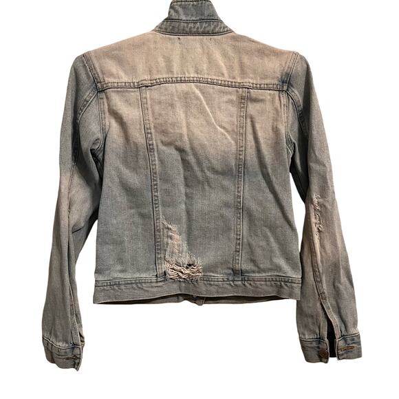 Brandy Melville Womens Light Blue Distressed Jean Jacket, 100% cotton, S - Picture 6 of 6